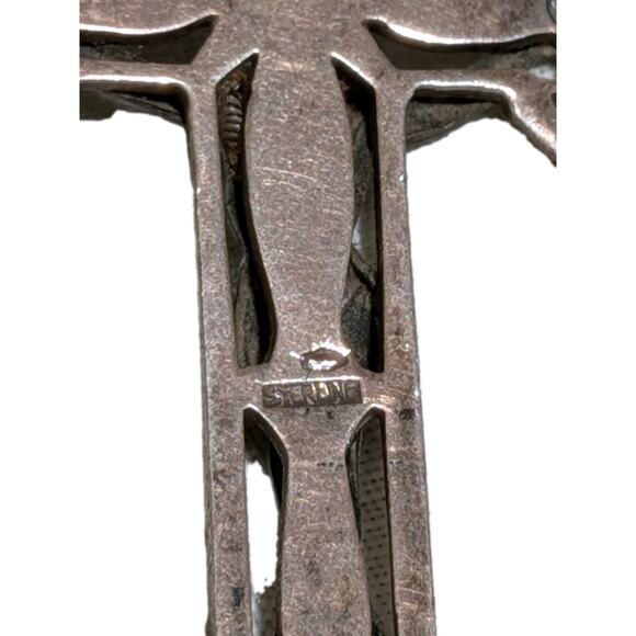 Vintage Catholic Rosary Beads Filigree Sterling Silver Austrian Crystal Patina - Picture 13 of 13